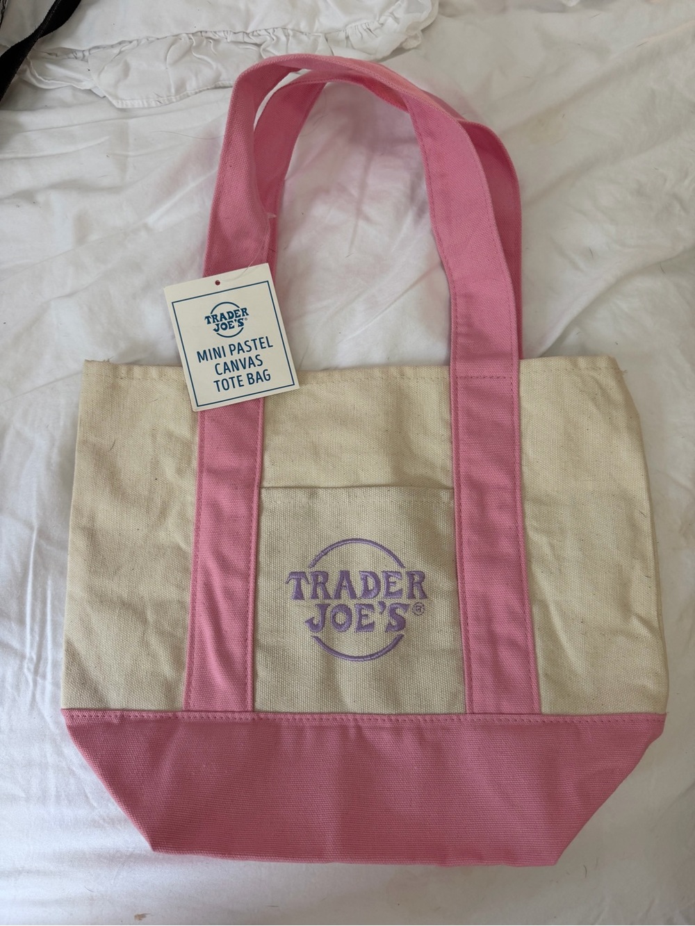 Pink & Natural Canvas Tote Bag NWT Trader Joe’s